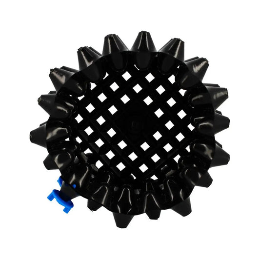 Vue inférieure du pot Air Grow de 1 litre avec fond ajouré, conçu pour optimiser la croissance des plantes en jardinage intérieur ou extérieur.