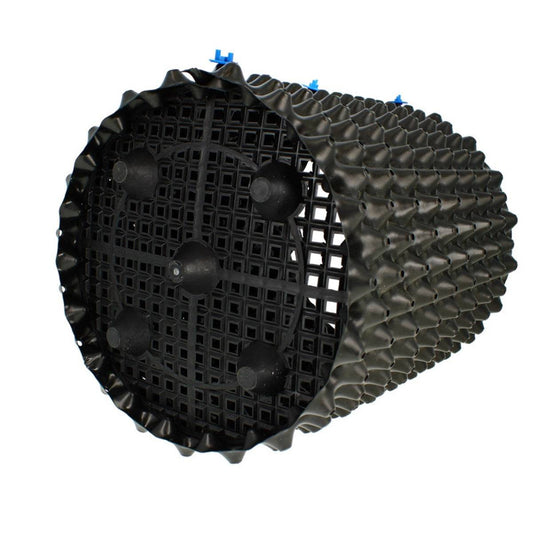 Pot Air Grow de 25 litres avec fond aéré et parois perforées, conçu pour optimiser la croissance des plantes en jardinage intérieur et extérieur.