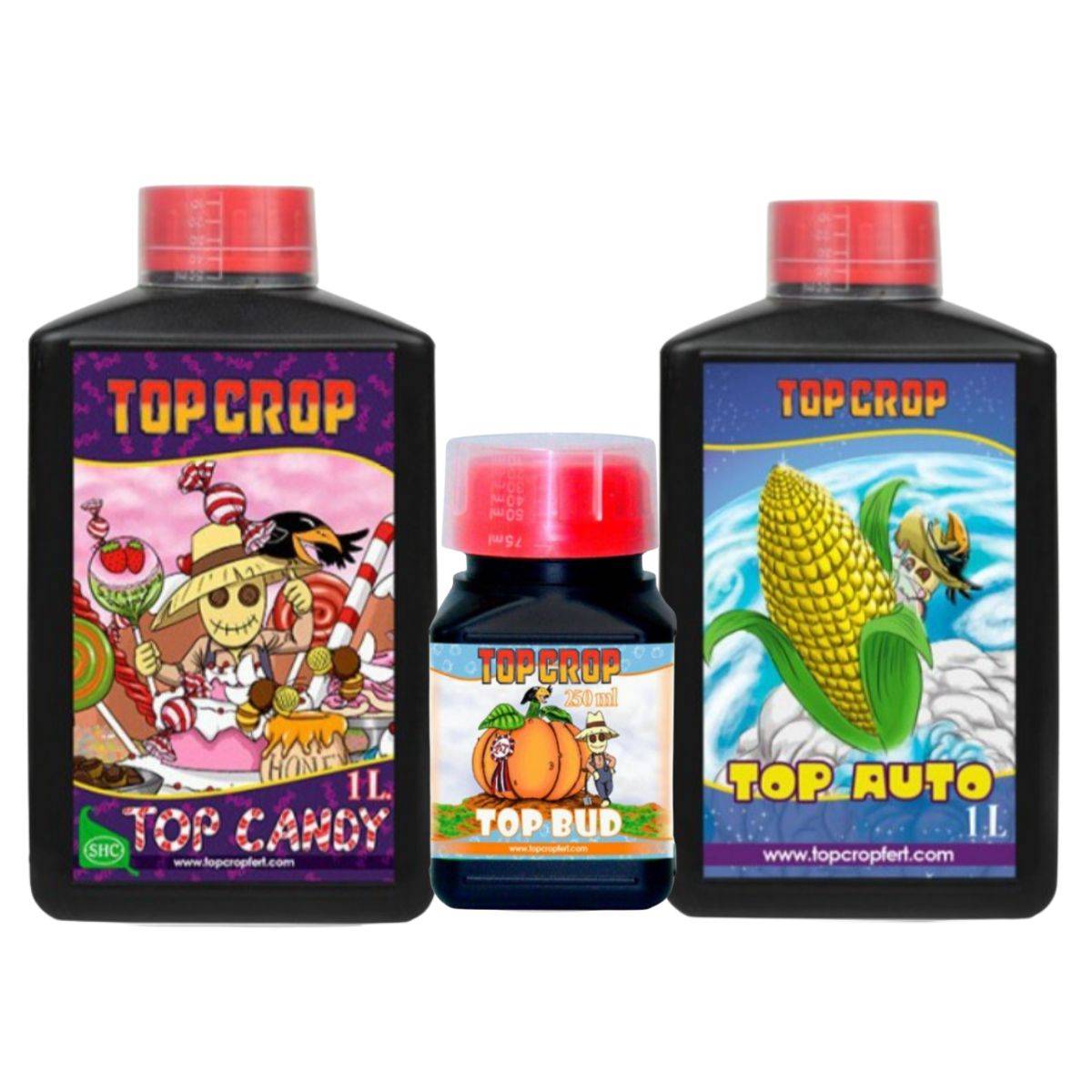 TriPack Auto Top Crop â Engrais Autofloraison Complet avec Top Candy, Top Bud 250ml et Top Auto 1L pour booster croissance et floraison.