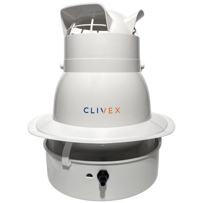 Humidificateur industriel Clivex Big Cloud 4L/h, design compact et puissant, avec vanne de régulation pour ateliers et bureaux.