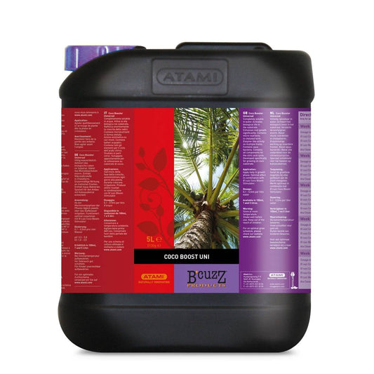 Stimulateur de croissance ATAMI COCO Booster 5l pour engrais coco, additif liquide favorisant la floraison et la croissance des plantes tropicales.