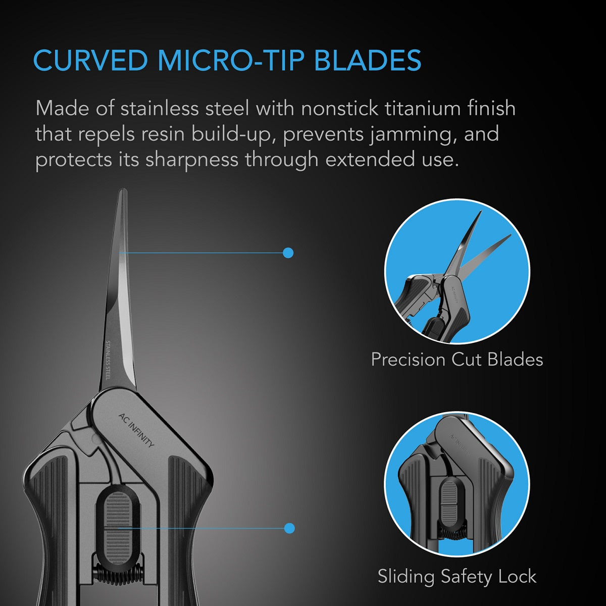 Lames micro-pointes courbées en acier inoxydable AC Infinity