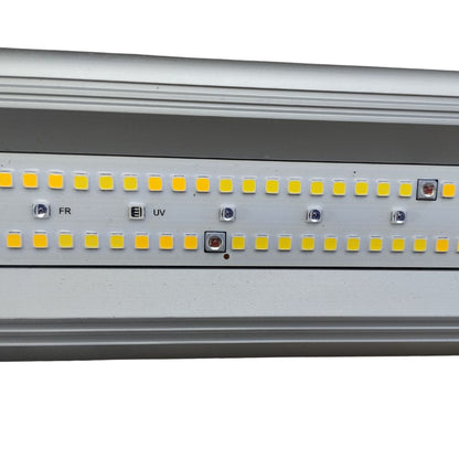 Détail des LED UV et infrarouges sur la lampe de culture HortiSpectra B200 Plus X2 200W, pour un spectre complet et puissant.