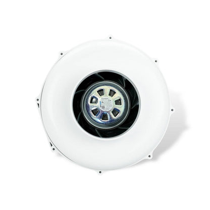 Vue intérieure du ventilateur de conduit Prima Klima PK 125 ECblue 125mm, moteur EC économe en énergie pour systèmes HVAC performants.