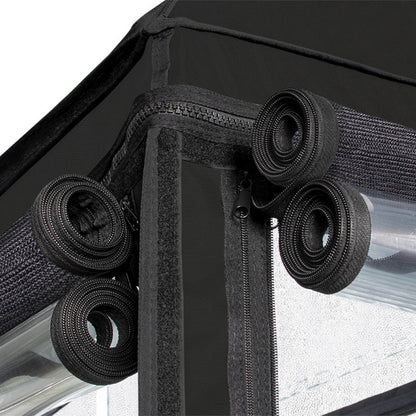 Vue détaillée des coutures renforcées et du système de fermeture de la tente de culture PROBOX OUTDOORPRO 80