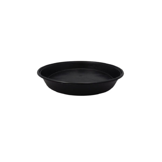 Une soucoupe noire en plastique de 35cm de diamètre, elle est adapté pour les pots rond