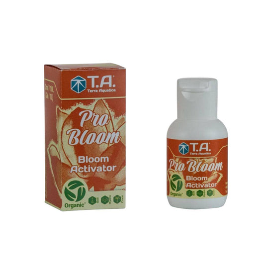Une petite bouteille de Terra Aquatica pro bloom 60 ml, un stimulateur de floraison puissant