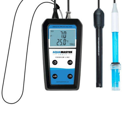 Aquamaster H600 Pro | Moniteur pH, EC, PPM, TDS et Température avec écran LCD et sondes, idéal pour mesures précises en hydroponie et aquariophilie.